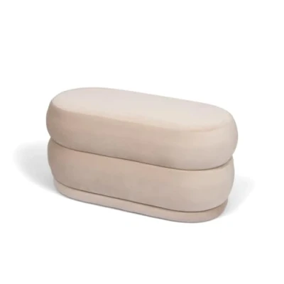 Afbeelding van Milton &amp; Oldbrook Velvet Poef + Opbergbox Catania Beige