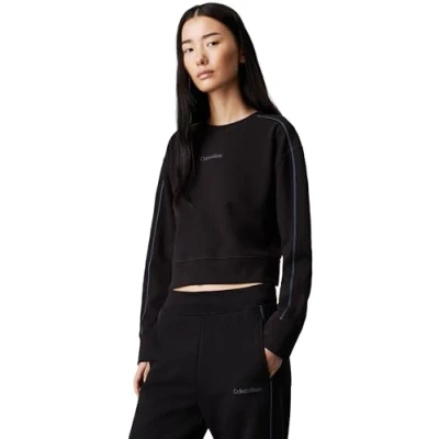 Afbeelding van Calvin Klein Underwear French Terry LOGO Sweatshirt Pyjamashirt, Dames, Maat: Large, Black