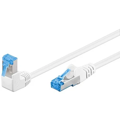 Afbeelding van S/FTP CAT6a 10 Gigabit netwerkkabel haaks naar boven / recht wit LSZH 3 meter