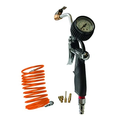 Afbeelding van ABAC 5 delige persluchtvulset voor compressor G 812IG, bevat bandenpomp met manometer (bandenspanningsmeter), m spiraalslang, 3 ventieladapters, max. druk 8 bar