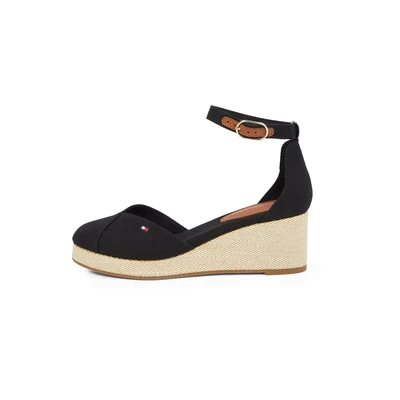 Afbeelding van Tommy Hilfiger FLAG Closed TOE MID Wedge Plateaupumps, Dames, Maat: 41, Black Katoen
