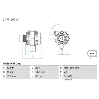 Afbeelding van Bosch Alternator/Dynamo 0 986 046 210
