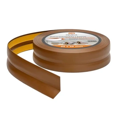Afbeelding van Zelfklevende zachte plint, 25 mm x mm, kniklijst, eindlijst voor keuken, badkamer, afdichtingstape, pvc, flexibel, waterdicht, decoratief, 10 meter, bruin