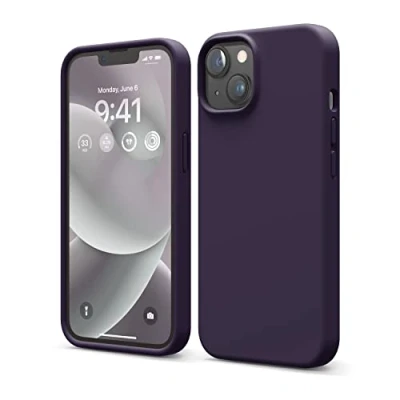 Afbeelding van elago Liquid Silicone Hoesje Compatibel met iPhone 14 Case (6.1&quot;), Premiesilicone, Volledige Lichaamsbescherming 4 Layer Schokbestendige Geval, Antikras Zachte Microfiber Voering (Dieppaars)
