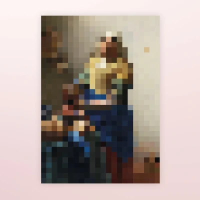 Afbeelding van Poster Pixel Schilderij Vermeer (A4 Formaat)