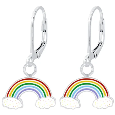 Afbeelding van JoyS Zilveren regenboog oorbellen leverback sluiting