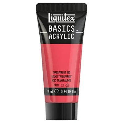 Afbeelding van Liquitex 8870490​ Basics acrylverf Transparent Red, 22 ml tube, lichtecht, waterbestendig, voor het schilderen en decoreren van hout, metaal, keramiek, kunststof, canvas