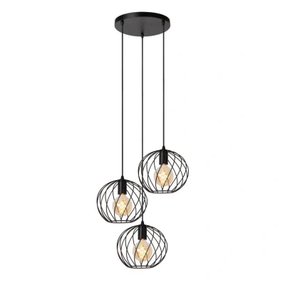 Afbeelding van Lucide Hanglamp Danza 50cm 3L Zwart