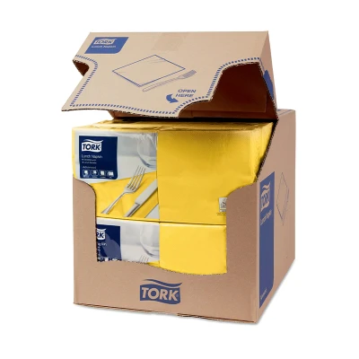 Afbeelding van Tork Lunchservet 33x33cm 2 laags 1/4 vouw Geel 477841