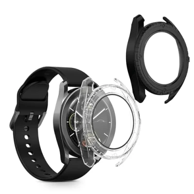 Afbeelding van kwmobile 2x cover geschikt voor Xiaomi Watch S3 Fitnesstracker van gehard glas en kunststof frame set zwart / transparant