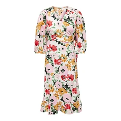 Afbeelding van ONLY midi jurk voor dames, Cloud Dancer/Kamil Bloem, XL