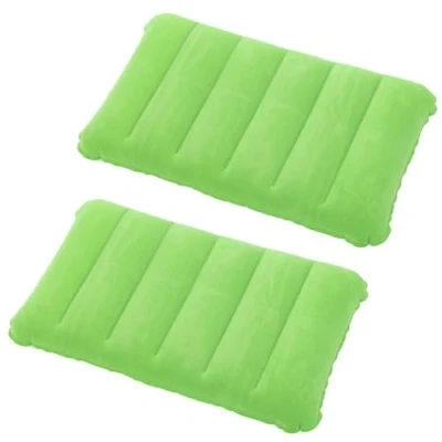 Afbeelding van tintoke Opblaasbaar kussen, campingreiskussen, luchtkussen, hoofdkussen, velourskussen, nekkussen, strandkussen, voor outdoor, reizen, wandelen, 2 stuks (groen)