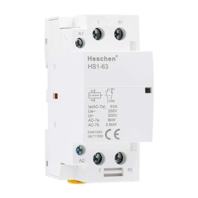 Afbeelding van Heschen Huishoudelijke AC Contactor, HS1 63, 2 Paal 1NO 1NC, 220V/240V Coil Voltage, 35mm DIN Rail Mount