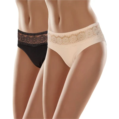 Afbeelding van Merry Style Dames Slip Onderbroek Katoen Regular Taille 2 Pack MS GAB 21 Panties n 2P (2Pack) Zwart/Beige S