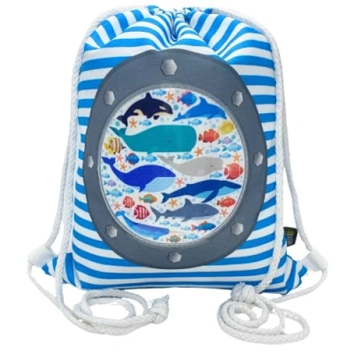 Afbeelding van HECKBO® Kindergymtas vismotief wasmachinebestendig 33x26cm kleuterschool, wieg, reizen, sport, school, voetbal rugzak, tas, speeltas, sporttas