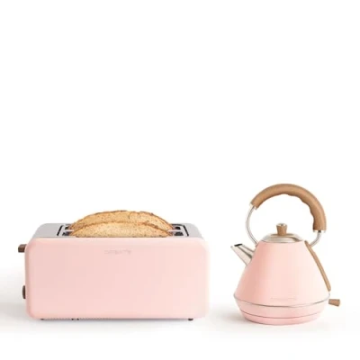 Afbeelding van CREATE Set broodrooster Retro XL + KETTLE M pastel roze met waterkoker pastelroze / 1 l