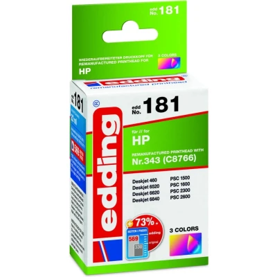 Afbeelding van Edding Inktcartridge vervangt HP 343, C8766EE Compatibel Cyaan, Magenta, Geel EDD 181 18