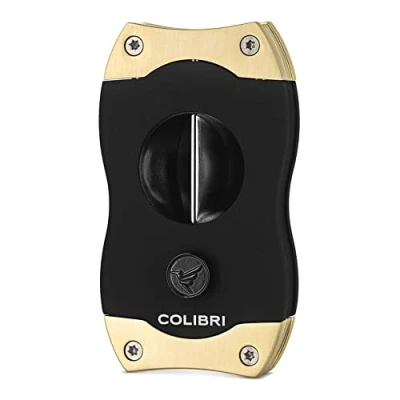 Afbeelding van Sigarenknipper Colibri V Cut zwart goud