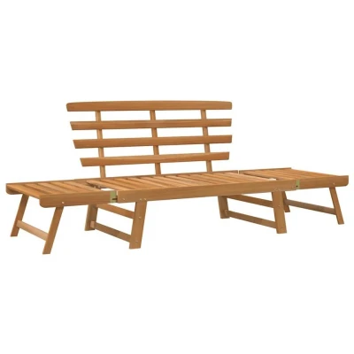 Afbeelding van Tuinbank Met Kussens 2 In 1 190 Cm Massief Acaciahout Grijs / Bruin