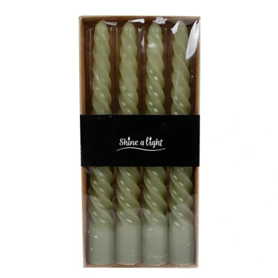 Afbeelding van Kaarsen en kandelaars Tafelkaars Twist Set van 4 Stuks Stijlvol Gedraaid Design