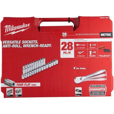 Afbeelding van Milwaukee Accessoires 1/2&quot; Metric Socket Wrench Set 4932471864