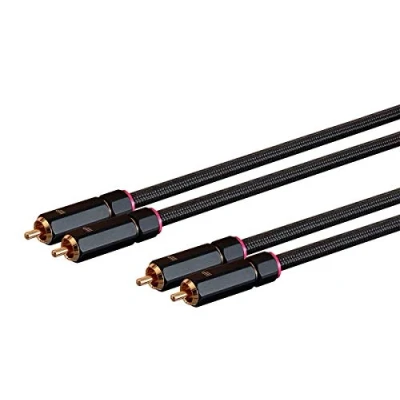 Afbeelding van Monoprice Mannelijke RCA Twee Kanaals Stereo Audio Kabel 3 Voeten Zwart, Vergulde Connectoren, Dubbel afgeschermd met Koper Vlechten Onix Series