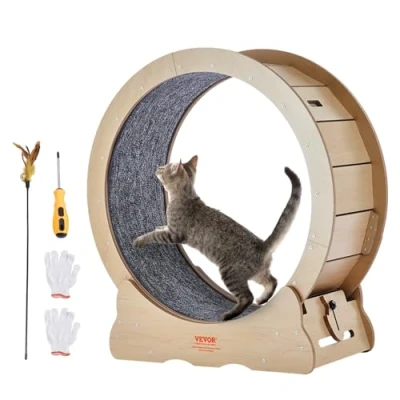 Afbeelding van VEVOR Kattenoefenwiel, groot kattenloopbandwiel voor binnenkatten, 29,5 inch kattenloopwiel met afneembaar tapijt en kattenplager hardlopen, wandelen, training, geschikt de meeste katten