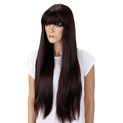 Afbeelding van CAISHA Pruik Volumineus Lang Haar Cosplay Theatershow Glad Donkerbruin FZ502a