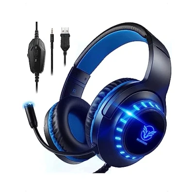Afbeelding van Pacrate Gaming Headset voor PS4 PC 3.5 mm Hoofdtelefoon met Microfoon Over Ear Noise Cancelling LED licht Compatibel Xbox One Nintendo Switch Laptop Mac