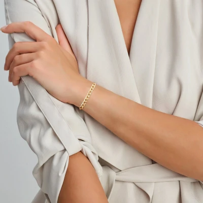 Afbeelding van Geelgouden gourmet Armband 4024525