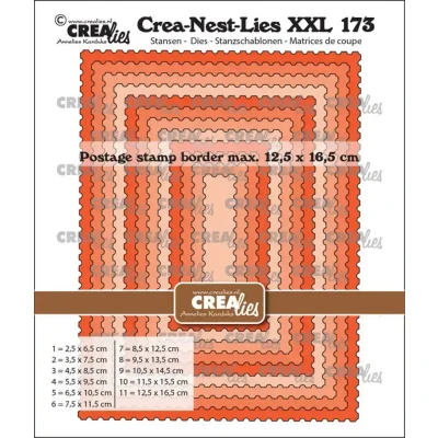 Afbeelding van Crealies Crea Nest Lies XXL Stansen No. 173 Rechthoeken met Postzegelrand (CLNestXXL173)