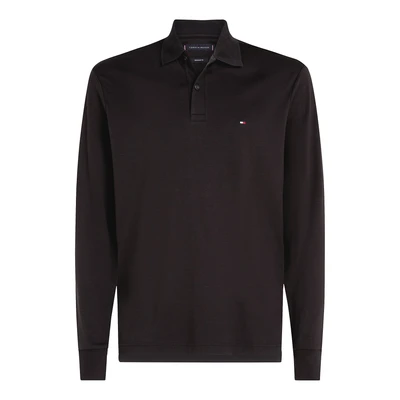Afbeelding van Tommy Hilfiger Heren L/S Liquid Cotton REG Polo MW0MW37317, Polo, Zwart, XXXL, Zwart (zwart), 3XL grote maten