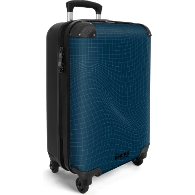 Afbeelding van NoBoringSuitcases.com® Handbagage koffer lichtgewicht Reiskoffer trolley Blauw met abstracte golvende lijnen Rolkoffer wieltjes Past binnen 55x40x20 en 55x35x25