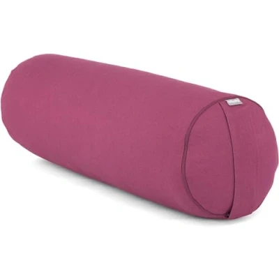 Afbeelding van Bodhi Yoga Bolsterrol, diameter 22 cm, yogarol met biologische speltvulling, yogakussen voor restoratief en yin yoga, wasbare overtrek van katoen, pilateskussen draaglus, aubergine