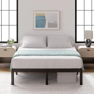 Afbeelding van Zinus Yelena bed 135 x 190 cm Hoogte 36 met opbergruimte onder het Platformbedframe van metaal stalen lattenhouder Zwart