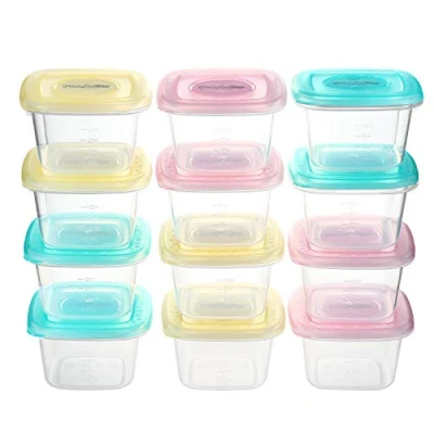Afbeelding van PandaEar Babypap Opbergdoos van kunststof met deksel, luchtdicht, 12 stuks, babyvoeding, invriezen, container, opslag voor aanvullende voeding, magnetron en vriezer