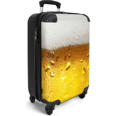 Afbeelding van NoBoringSuitcases.com® Gele bier koffer reiskoffer 55x35x25