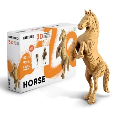 Afbeelding van Cartonic HORSE 3D puzzel puzzels DIY kinderen en volwassenen