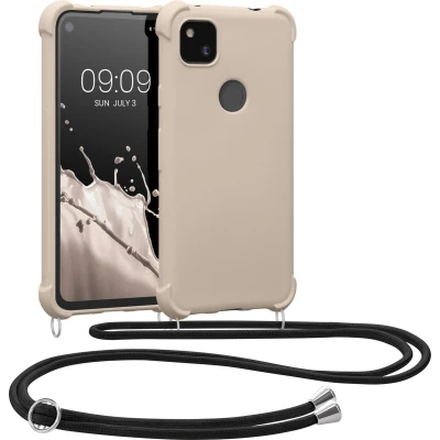 Afbeelding van kwmobile telefoonhoesjegeschikt voor Google Pixel 4a Hoesje van siliconen met telefoonkoord In crème