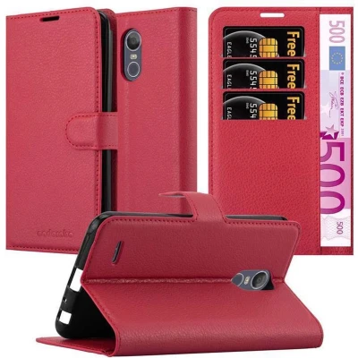 Afbeelding van Cadorabo Hoesje geschikt voor LG STYLUS 3 in KARMIJN ROOD Beschermhoes met magnetische sluiting, standfunctie en kaartvakje Book Case Cover Etui