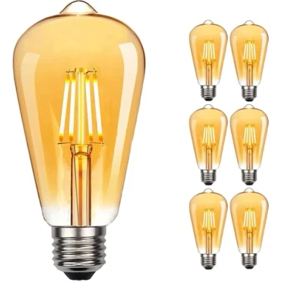 Afbeelding van NUODIFAN Edison vintage gloeilamp, 6 stuks LED lamp warm wit E27 4W retro gloeilamp Ideaal voor nostalgie en verlichting in huis café bar etc