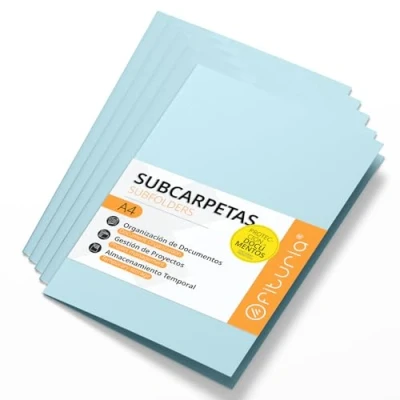 Afbeelding van Documentenmap van karton, A4, map papier, 180 g, voor documenten, 50 kleurrijke ondermappen kantoor, het archiveren en sorteren blauw