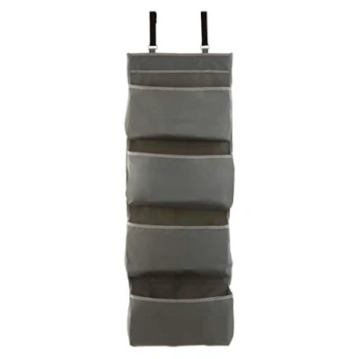 Afbeelding van Premier Housewares Deurrek van stof, met 4 vakken, polyester, groen/grijs, 10 x 34 90 cm
