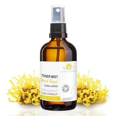 Afbeelding van Organische Hydrolat Toverhazelaar Hamamelis water 250 ml 8.8 Fl oz Bloemenwater 100% Pure Alcoholvrij Poriënreiniger Vette huid toner Gezicht Make up Remover Blemish Acne natuurlijke reiniger en