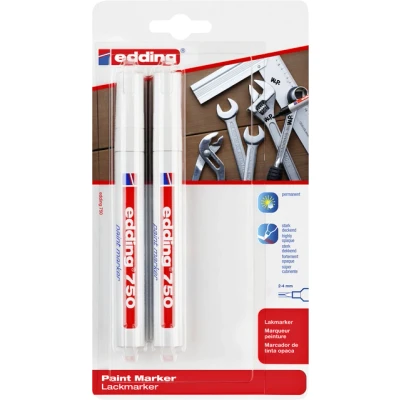 Afbeelding van Viltstift edding 750 lakmarker rond 2 4mm wit blister à stuks