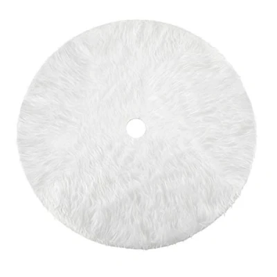 Afbeelding van HOWAF Kerstboomrok, 79 cm, ronde vorm, sneeuwvlok, wit, pluche, kerstboomdeken, afdekking voor kerstboom, versiering, vloerdecoratie, kerstdecoratie