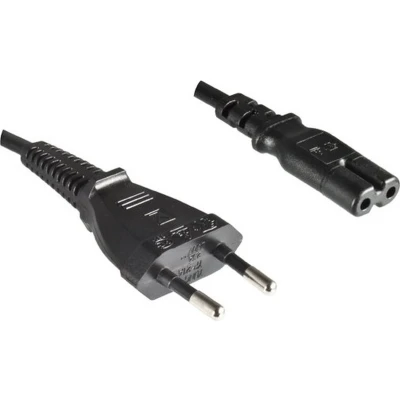 Afbeelding van Stroomkabel met rechte C7 plug en stekker 2x 0,75mm LSZH / zwart 1,8 meter