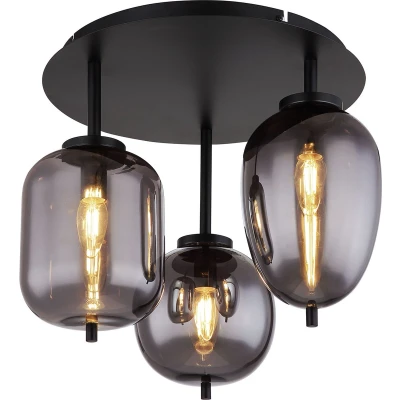 Afbeelding van Globo plafonniere Blacky zwart metaal 46 cm E14 fitting 15345 3D