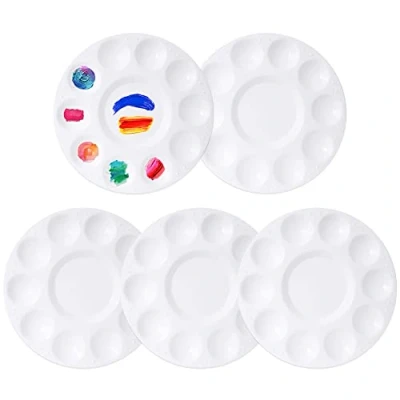 Afbeelding van 5 Stuks Ronde Verf Palet Aquarel Schilderen Paletten Plastic Tray Art Supplies Voor Schilderen, DIY Ambacht, Olie