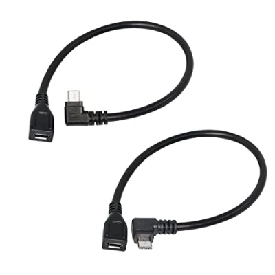 Afbeelding van RIIEYOCA 90 graden Micro USB verlengkabel Synchronisatie en dataoplaadkabel mannelijk naar vrouwelijk links rechts hoek 25 cm / 10 inch (1 paar)
